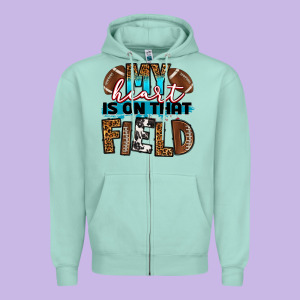 My Heart Is On That Field Football Zipper Hoodie Designed By Ranaportraitstore