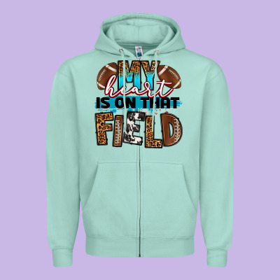 My Heart Is On That Field Football Zipper Hoodie Designed By Ranaportraitstore