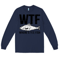 Navy wtf where's the fish Long Sleeve Tee - artisFamous
