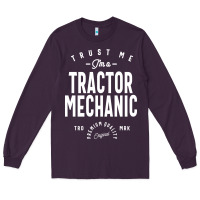 Plum Tractor Mechanic Gift Funny Job Title Profession Birthday Idea Long Sleeve Tee - artisFamous