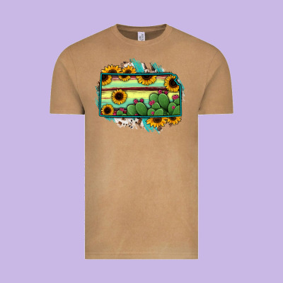 Kansas Map Sunflower Catus Serape Vintage Tee Designed By Ranaportraitstore