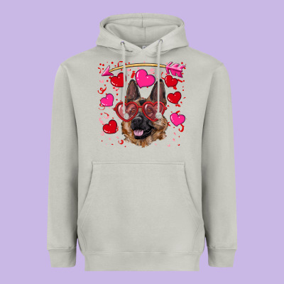 Valentine's German Shepherd Heavyweight Hoodie Designed By Ranaportraitstore