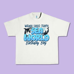 Whale Hello There Sea World Birthday Boy Urban Heavy Tee Designed By Cowhidedigitalart