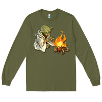 Army Green Yoda is warming up Long Sleeve Tee - artisFamous