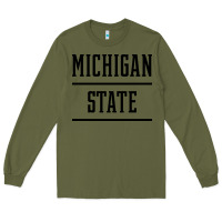 Army Green Michigan MI State vintage Athletic Style Long Sleeve Tee - artisFamous