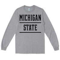Heather Grey Michigan MI State vintage Athletic Style Long Sleeve Tee - artisFamous