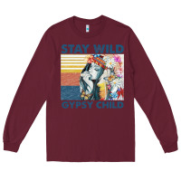 Burgundy stay wild gypsy child letter rainbow Long Sleeve Tee - artisFamous
