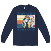 Navy stay wild gypsy child letter rainbow Long Sleeve Tee - artisFamous