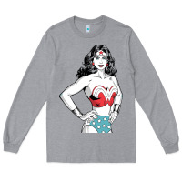Heather Grey wonder woman Long Sleeve Tee - artisFamous