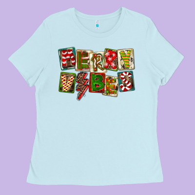 Merry Vibes Ladies Tee Designed By Fadigitalartstudio