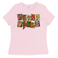 Bubblegum Pink Merry Vibes Ladies Tee - FaDigitalArtStudio