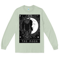 Matcha tarot card crescent moon and cat graphic Long Sleeve Tee - artisFamous