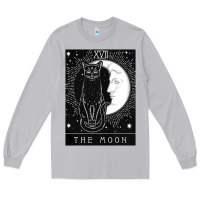 Moon Dust tarot card crescent moon and cat graphic Long Sleeve Tee - artisFamous