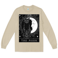 Mushroom tarot card crescent moon and cat graphic Long Sleeve Tee - artisFamous