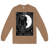 Toasted Coconut tarot card crescent moon and cat graphic Long Sleeve Tee - artisFamous