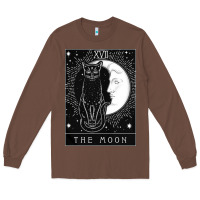Chestnut tarot card crescent moon and cat graphic Long Sleeve Tee - artisFamous