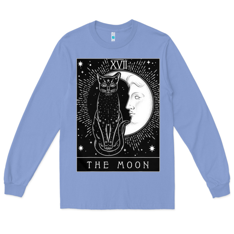 Tarot Card Crescent Moon And Cat Graphic Long Sleeve Tee by artisFamous | Teevron