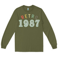 Army Green Retro 1987 Long Sleeve Tee - artisFamous