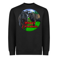 Black Black Angus Cattle and Bull Merry Christmas Heavyweight Sweatshirt - RanaPortraitStore