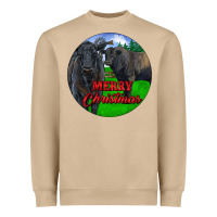 Mushroom Black Angus Cattle and Bull Merry Christmas Heavyweight Sweatshirt - RanaPortraitStore