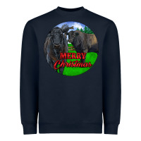 Navy Black Angus Cattle and Bull Merry Christmas Heavyweight Sweatshirt - RanaPortraitStore