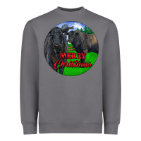Storm Black Angus Cattle and Bull Merry Christmas Heavyweight Sweatshirt - RanaPortraitStore