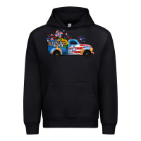 Black USA 4th of July Sunflower Truck Urban Hoodie - Jasminsmagicworld