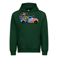 Forest Green USA 4th of July Sunflower Truck Urban Hoodie - Jasminsmagicworld
