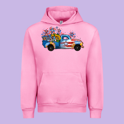 Usa 4th Of July Sunflower Truck Urban Hoodie Designed By Jasminsmagicworld