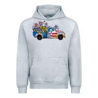 Heather Grey USA 4th of July Sunflower Truck Urban Hoodie - Jasminsmagicworld