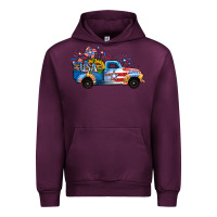Mauve Wine USA 4th of July Sunflower Truck Urban Hoodie - Jasminsmagicworld