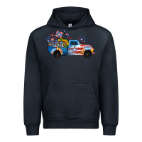 Navy USA 4th of July Sunflower Truck Urban Hoodie - Jasminsmagicworld