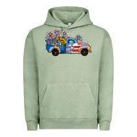 Pigment Oil Green USA 4th of July Sunflower Truck Urban Hoodie - Jasminsmagicworld