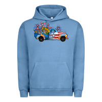 Pigment Pebble Blue USA 4th of July Sunflower Truck Urban Hoodie - Jasminsmagicworld