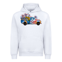 White USA 4th of July Sunflower Truck Urban Hoodie - Jasminsmagicworld