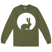 Army Green bunny and full moon funny Long Sleeve Tee - artisFamous