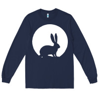 Navy bunny and full moon funny Long Sleeve Tee - artisFamous