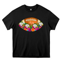 Black American Football Floral Heavy Core Tee - CowCowDesign