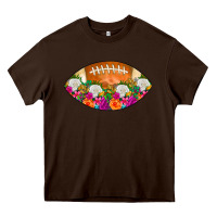Chocolate Brown American Football Floral Heavy Core Tee - CowCowDesign