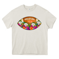 Cream American Football Floral Heavy Core Tee - CowCowDesign