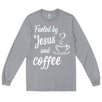Heather Grey Fueled by jesus and coffee Long Sleeve Tee - artisFamous