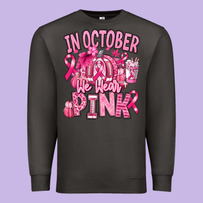 In October We Wear Pink American Football Premium Sweatshirt Designed By Ranaportraitstore