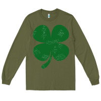 Army Green distressed green four leaf clover Long Sleeve Tee - artisFamous