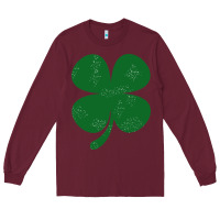 Burgundy distressed green four leaf clover Long Sleeve Tee - artisFamous