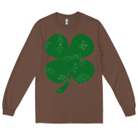 Chestnut distressed green four leaf clover Long Sleeve Tee - artisFamous
