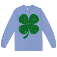 Colony Blue distressed green four leaf clover Long Sleeve Tee - artisFamous
