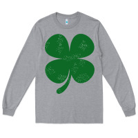 Heather Grey distressed green four leaf clover Long Sleeve Tee - artisFamous