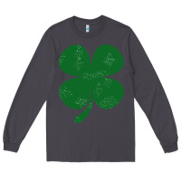 Smoke distressed green four leaf clover Long Sleeve Tee - artisFamous
