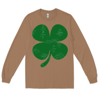 Toasted Coconut distressed green four leaf clover Long Sleeve Tee - artisFamous