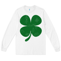 White distressed green four leaf clover Long Sleeve Tee - artisFamous